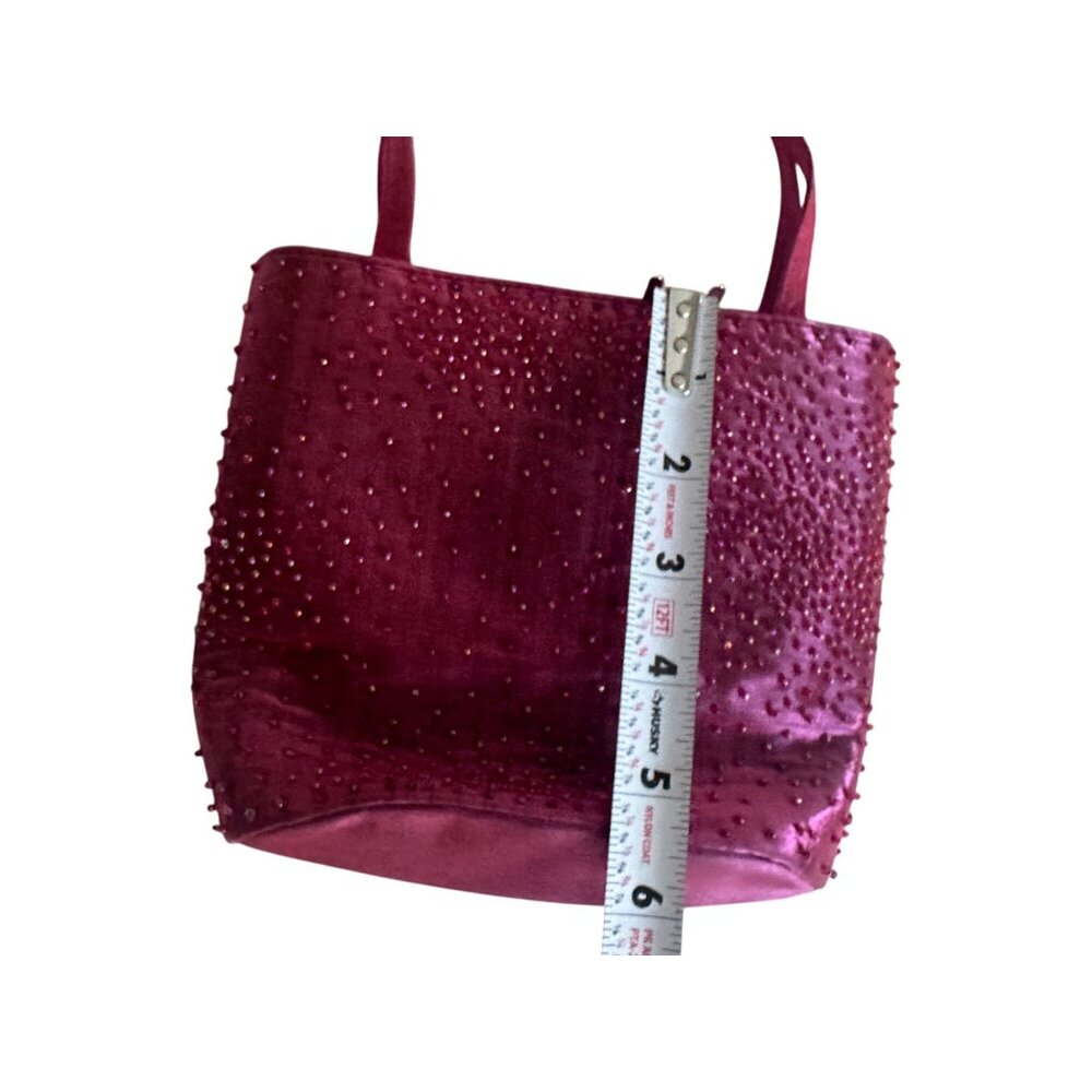 BLOOMINGDALES Vintage Beaded Raspberry Cocktail Bag with Mirror - Picture 6 of 12